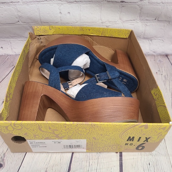 Mix No. 6 Carinda Indigo/Soft Denim Platform Sandals - Size 9.5M - Picture 6 of 7